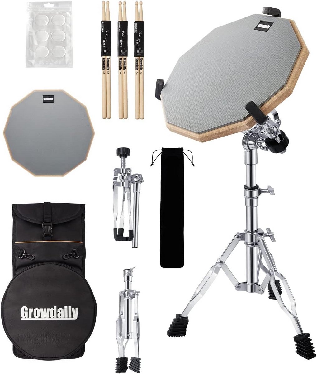 Drum Oefen Set - Stille Drum Pad - Drummen Oefenen - Dubbelzijdig Pad - 35 cm - Zwart