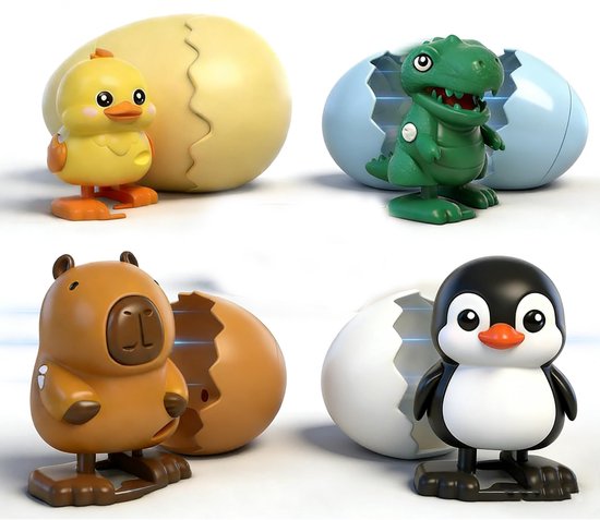 4x Figurines À Remonter De Pâques – Jouet À Remonter Pour Enfants – Œuf Surprise En Forme D’animal – Jouets Originalité – Jouet De Pâques – Mini Cadeau Œuf Réutilisable Pour Filles Garçons Anniversaire École Voyage