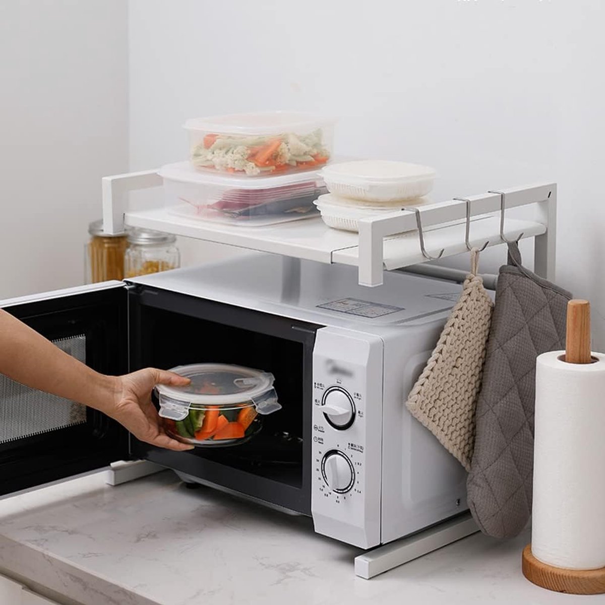 Magnetronrek Uittrekbaar - Keuken Organizer - Ruimte Besparen - Robuust Koolstofstaal - 40-65 cm - Wit