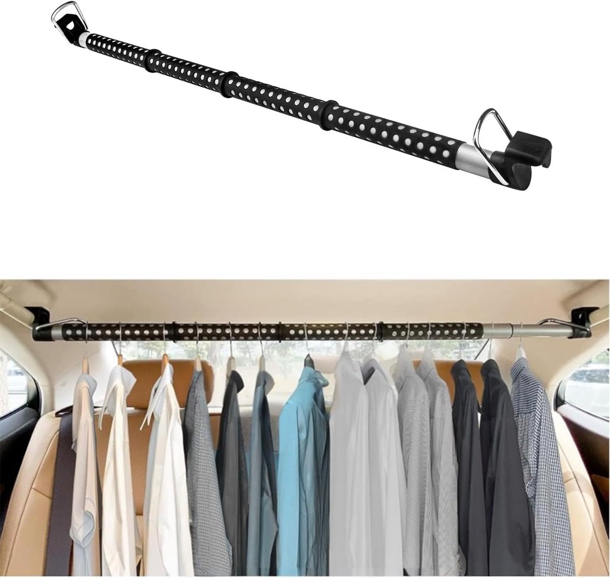 Kledinghanger Auto - Kledingstang - Kleding Opbergen - Sterk Metaal - 91-164 cm - Zwart