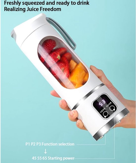 Oplaadbare Mini Blender - Draagbare Mixer - Verse Sappen Maken - 18000 RPM Roestvrij Staal van Merkloos — afbeelding 5