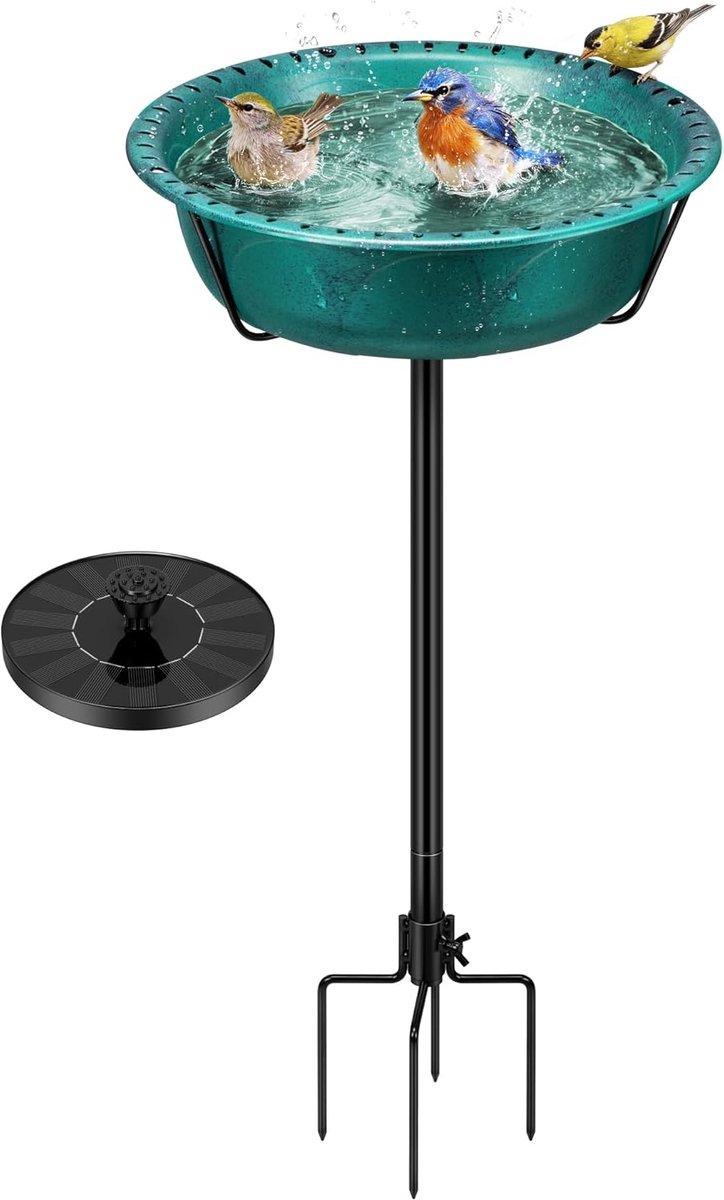 Vogelbad Kom - Tuin Decoratie - Vogels Verzamelen - Zonnefontein - 74cm Hoog - Grijs