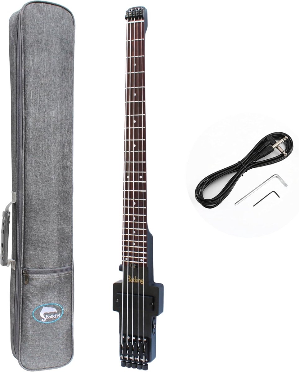 Reis Basgitaar - Elektrische Bas - Muziek Maken - Headless Ontwerp - 5 Snaren - Zwart