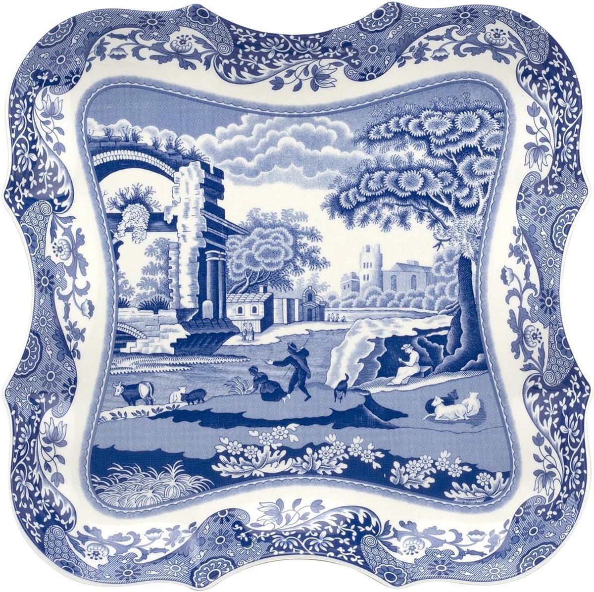 Serveerschaal - Dienblad - Eten Presenteren - Vaatwasmachinebestendig - 35 cm - Blauw Italiaans