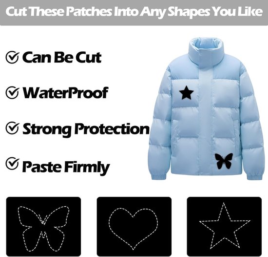 Jacket Reparatiestickers - Kleding Plakkers - Outdoor Reparatie - Zelfklevend Nylon - 24 Stuks - Zwart van Merkloos — afbeelding 5