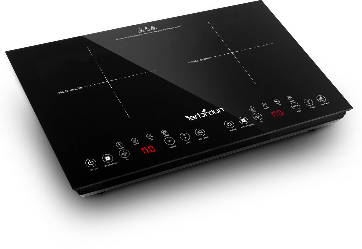 Inductiekookplaat – Elektrische Kookplaat – Vrijstaande Kookplaat – Draagbare Kookplaat – 2 Kookzones – Keramisch Glas – Kinderslot Veiligheid – 230V Aansluiting