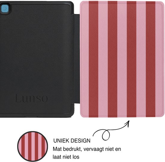 Lunso Geschikt voor Kobo Aura H20 Edition 2 hoesje (6.8 inch) - Vegan Saffiano Leren Sleep Cover - Candy Floss - (niet voor de Kobo Aura edition 2) van Lunso — afbeelding 5