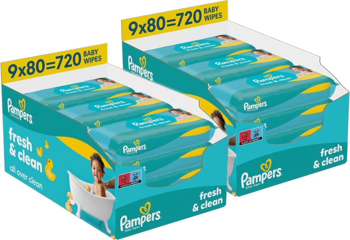 Pampers - Fresh & Clean Babydoekjes - 18 x 80 = 1440 babydoekjes - Volume Deal