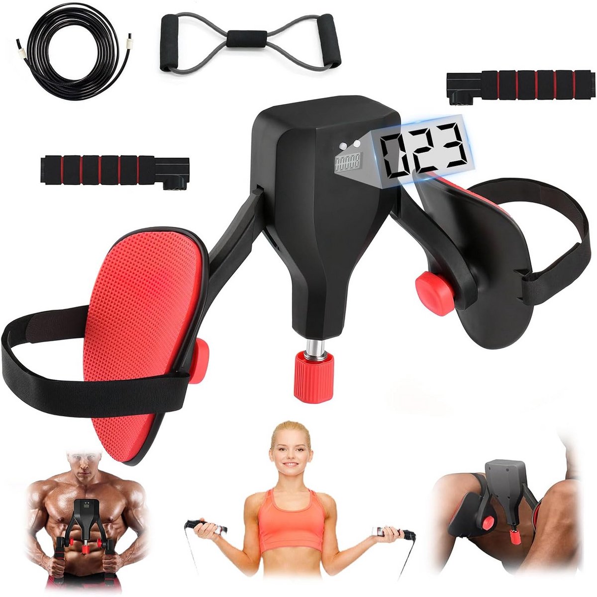 Bekkenbodemtrainer Heren - Dijbeen Fitness Apparaat - Thuisgym Training - 4-in-1 Multifunctioneel - Verstelbaar - Zwart