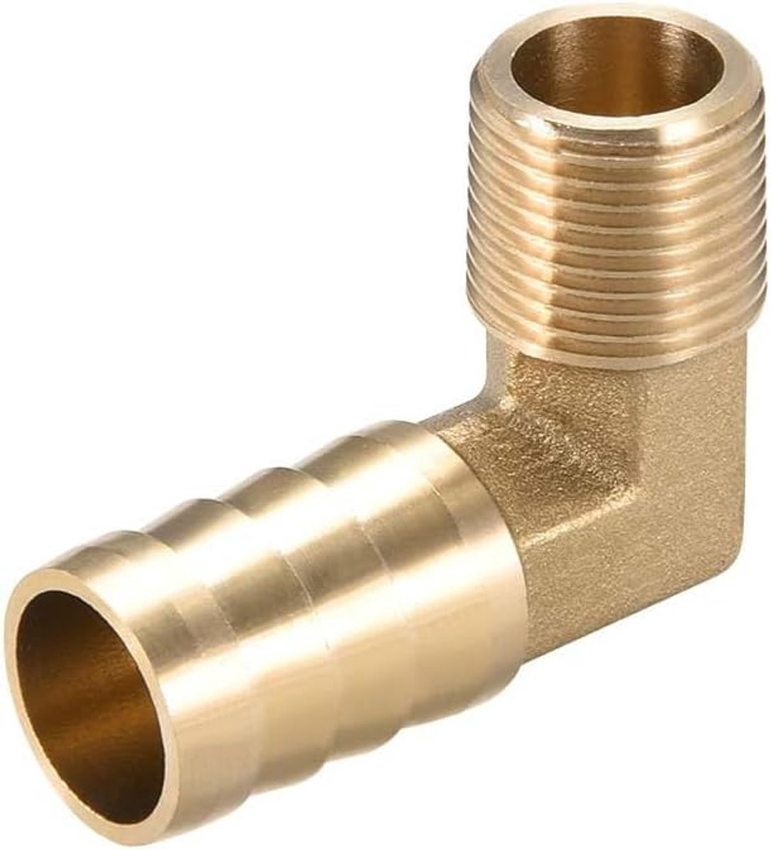 Allecto - Messing Slangpilaar - Elleboog 90 Graden - Barbed Wire naar G3/8 Male Pipe - Adapter Connector - Messing Fitting - Geschikt voor Slangen ...