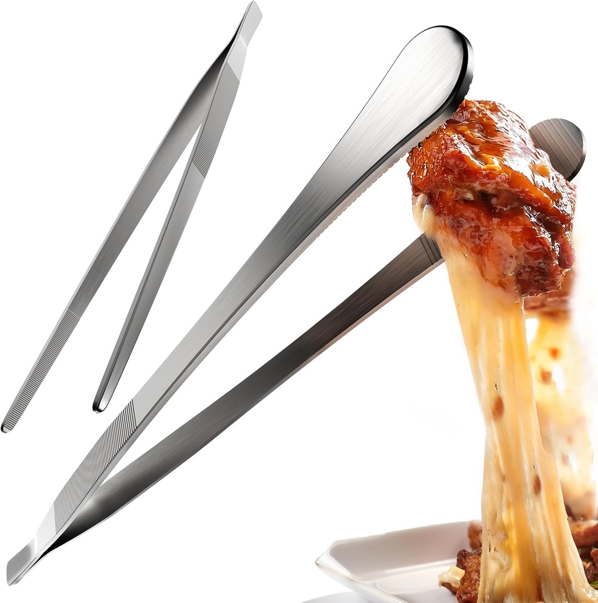 Kookpincet Set - Keuken Tangen - Precisie Grip - Roestvrij Staal - 30 cm Lengte