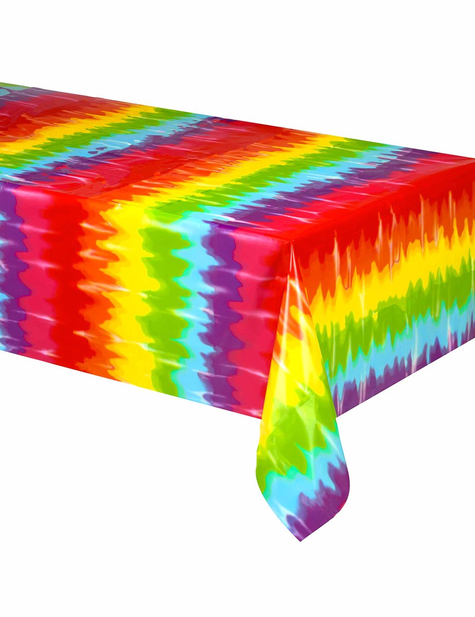360 DEGREES - Hippie plastic tafelkleed 137 x 274 cm met psychedelische motieven