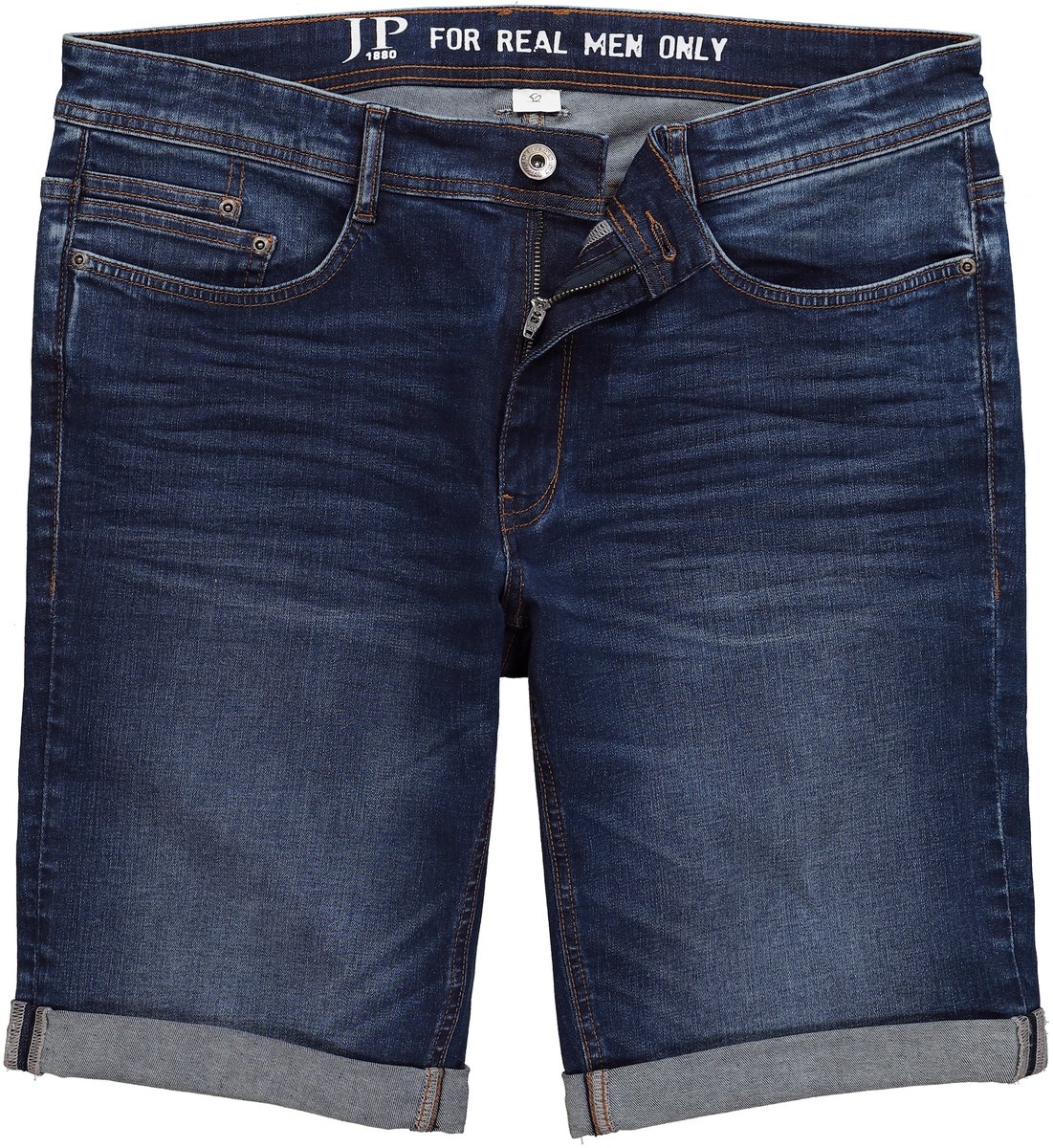 JP 1880 - Heren - Jeans-bermuda FLEXNAMIC® denim buik-fit 5-pocket - Donkerblauw denim - Maat 56