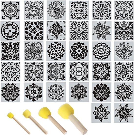 16 Stuks Mandala Sjablonen, Schilderen Tekening Stencils, Herbruikbare Grote Verf Sjablonen Voor Bloem Tekening, Plastic Stencil Voor Canvas Meubels Decors Ambacht DIY Beginner