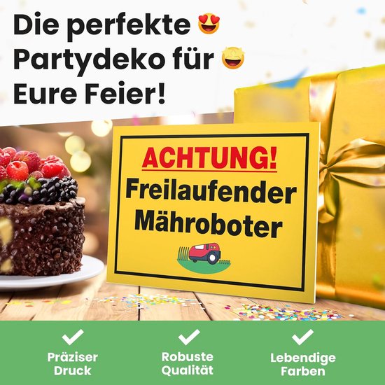 Grappig Waarschuwingsbord Robotmaaier: Attentie Vrijlopend Tuinbord — afbeelding 2
