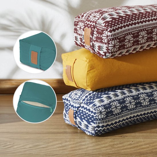 #DoYourYoga - Hoekig Yoga bolster - »Paravati« - Meditatiekussen met bio-organische boekweit schalen vulling - L67 cm & diam.13 cm - donkergroen van #DoYourYoga — afbeelding 2