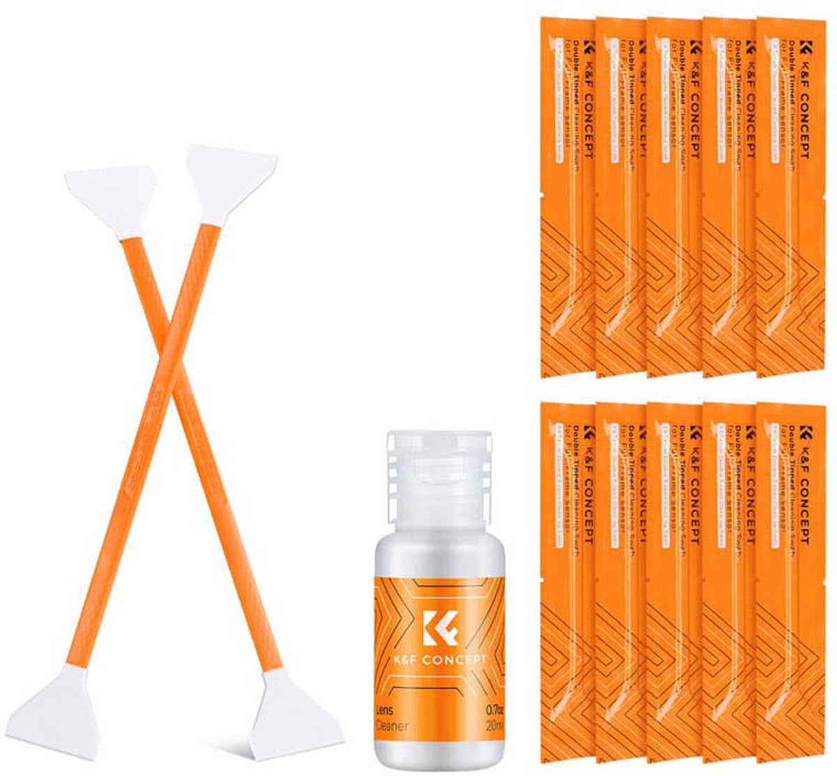 K&F-Set: 10 Stäbchen (24 mm) + 1 Reinigungslösung (20 ml)