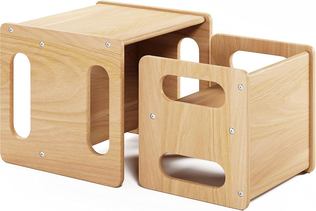 Montessori Kinderbureautje met Stoel van Massief Hout - Lezen, Knutselen en Spelen