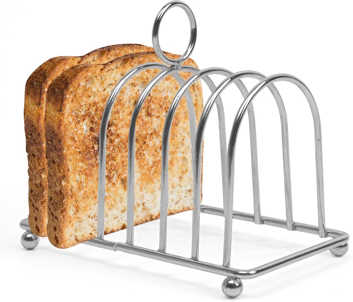 RVS Broodrooster Rek voor 6 Broodjes - Compact en Lichtgewicht Toast Houder voor Keuken