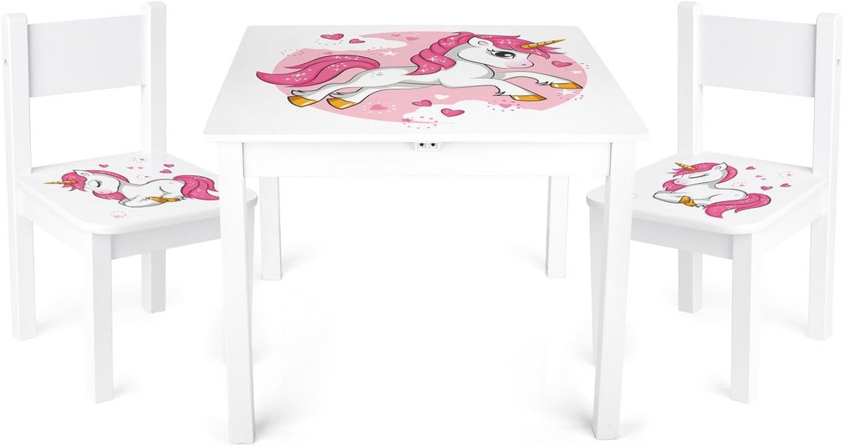 Kindertafel met 2 Stoelen Set Hout - Inclusief Zitmeubel voor Kinderen
