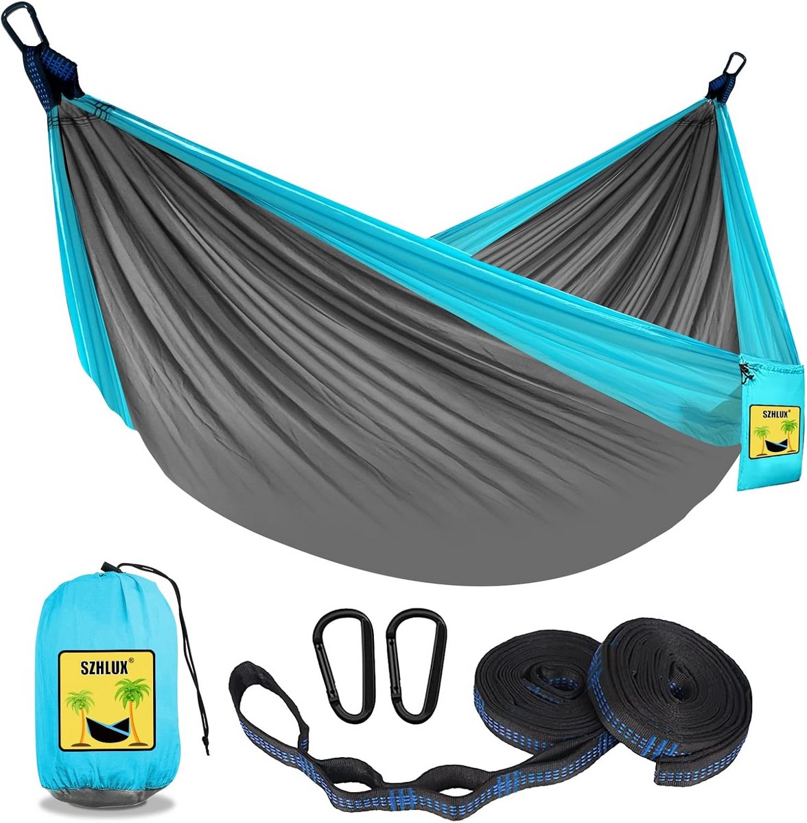 Draagbare Camping Hangmat voor 1 of 2 Personen - Inclusief Boomhaken en Draagtas