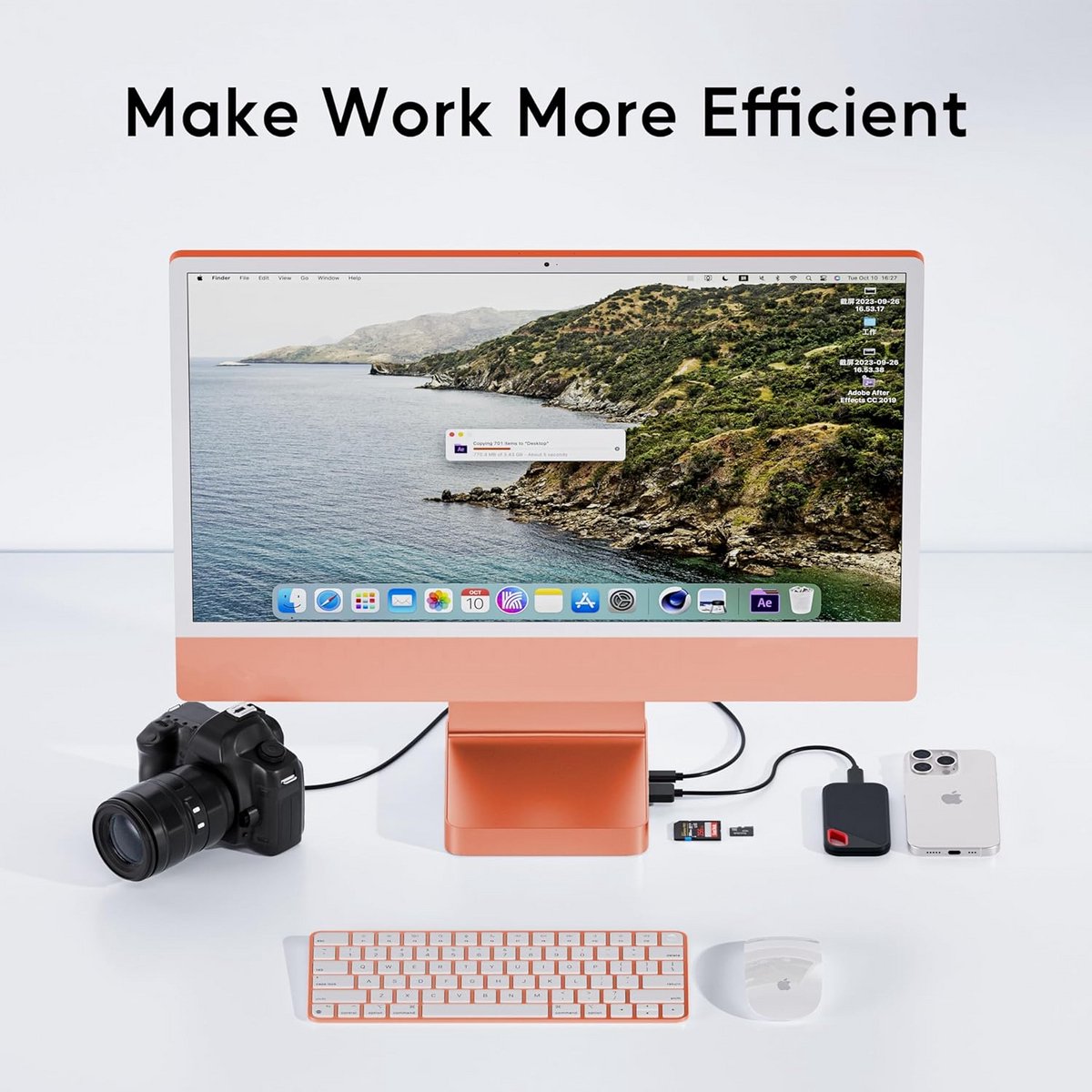 7-in-1 USB-C Hub Adapter voor iMac met M.2 NVMe/SATA SSD Slot en 10Gbps Dataoverdracht