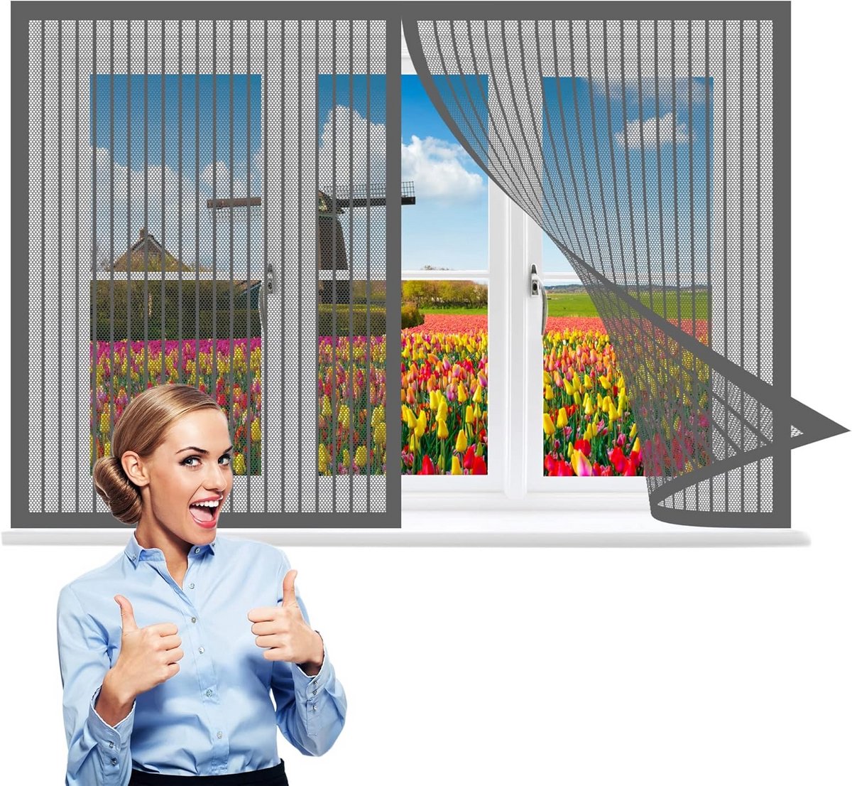 Versterkt Hor voor Raam tot 170x85 cm - Muggen hor Transparant & Eenvoudig te Installeren