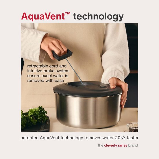 Grote Salade Centrifuge RVS - Efficiënt Drogen van Groenten en Fruit van Grizzly. — afbeelding 2