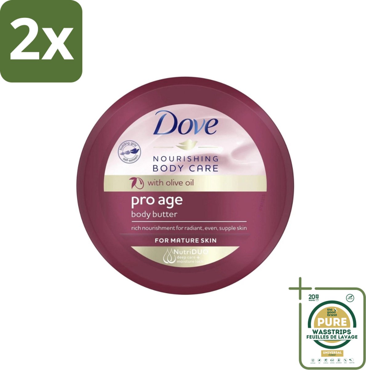 Dove – Bodycrème – Pro Age – 250 ml - Voordeelverpakking - 2 stuks - Huidelasticiteit - Hydratatie