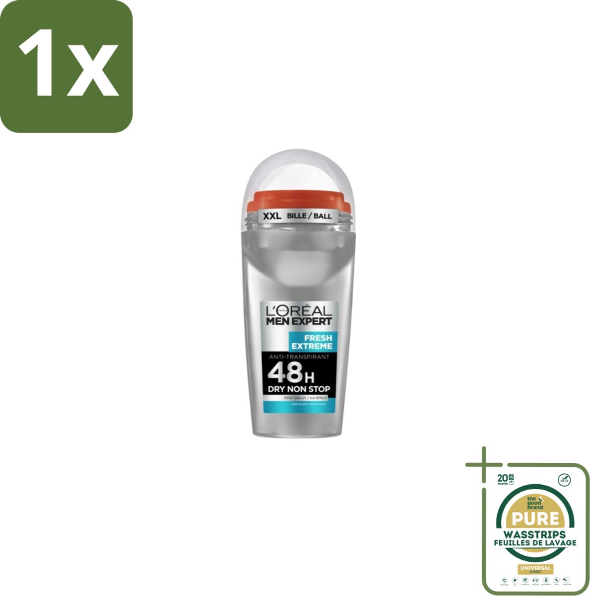 1 x L'Oréal Men Expert Deodorant Roller Fresh Extreme 50 ml- Anti-transpirant - Deodorant Roller - Ice Effect - Frisheid - Zweetbestrijding