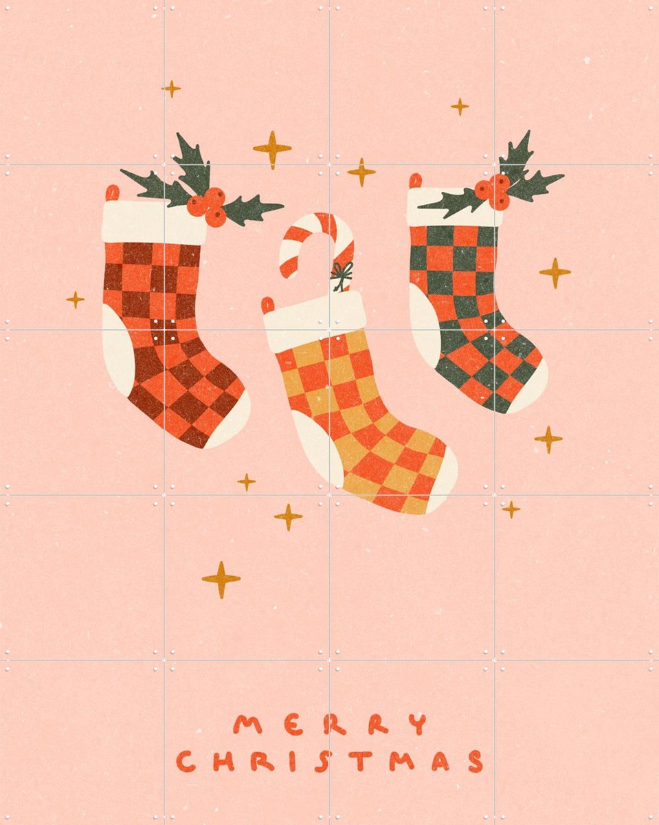 IXXI Christmas Stocking, NKTN & Various - 80 x 100 cm - Gratis ophangtool - Grote wanddecoratie en posters - Illustraties, Digitale Kunst, Speels