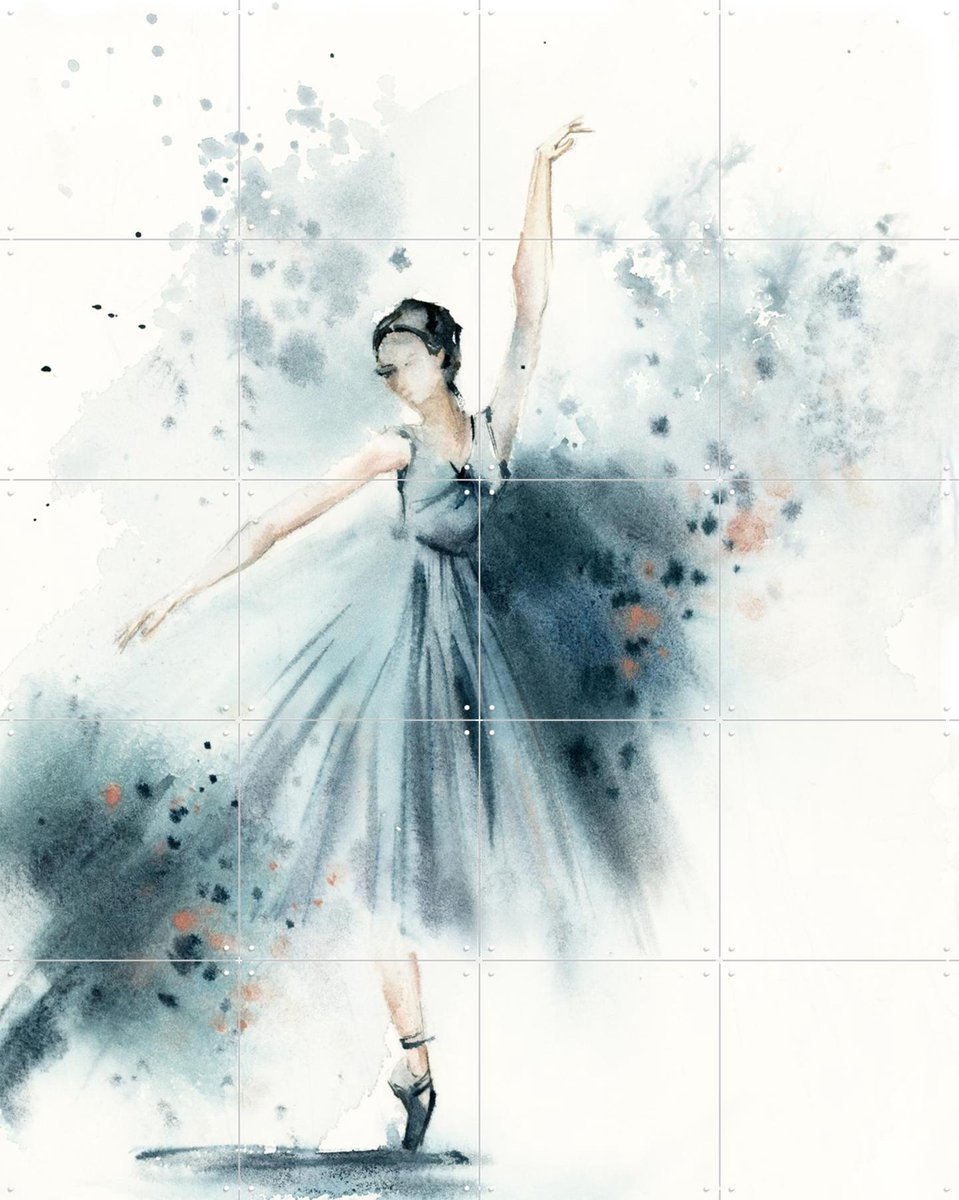 IXXI Ballerina Blue 5, Canot Stop Painting - 80 x 100 cm - Gratis ophangtool - Grote wanddecoratie en posters - Impressionisme, Aquarel, Woonkamer