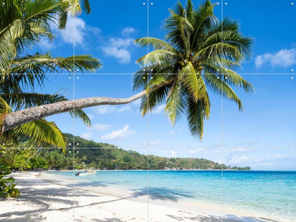 IXXI Matira Beach - French Polynesia, Jan Becke - 80 x 60 cm - Gratis ophangtool - Grote wanddecoratie en posters - Kleurrijk, Fotografie, Slaapkamer