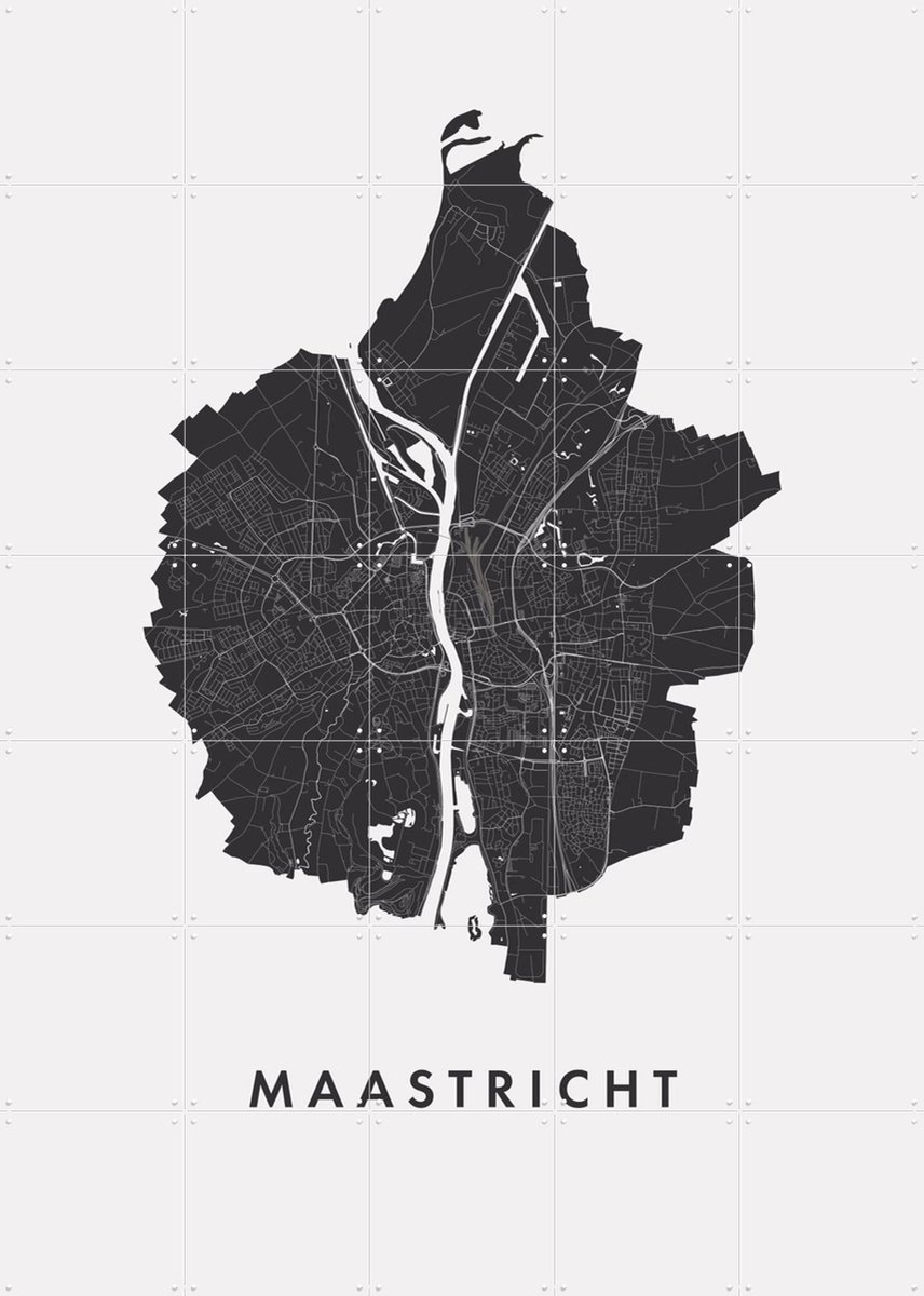 IXXI Maastricht City Map, Kunst in Kaart - 100 x 140 cm - Gratis ophangtool - Grote wanddecoratie en posters - Line art, Geometrische Kunst, Grafisch