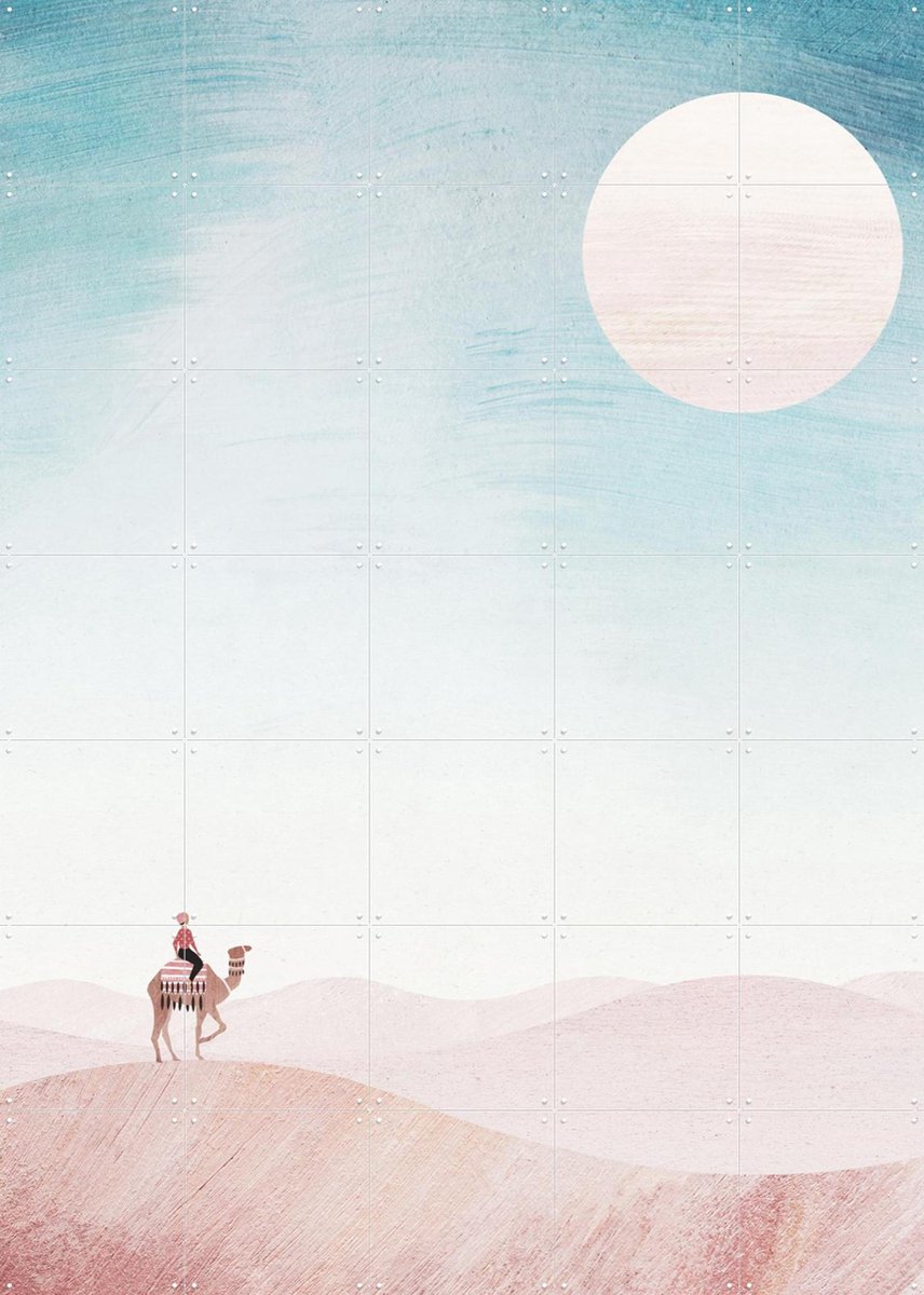 IXXI Pink Desert, Henry Rivers - 100 x 140 cm - Gratis ophangtool - Grote wanddecoratie en posters - Minimalisme, Illustraties, Abstract, Slaapkamer