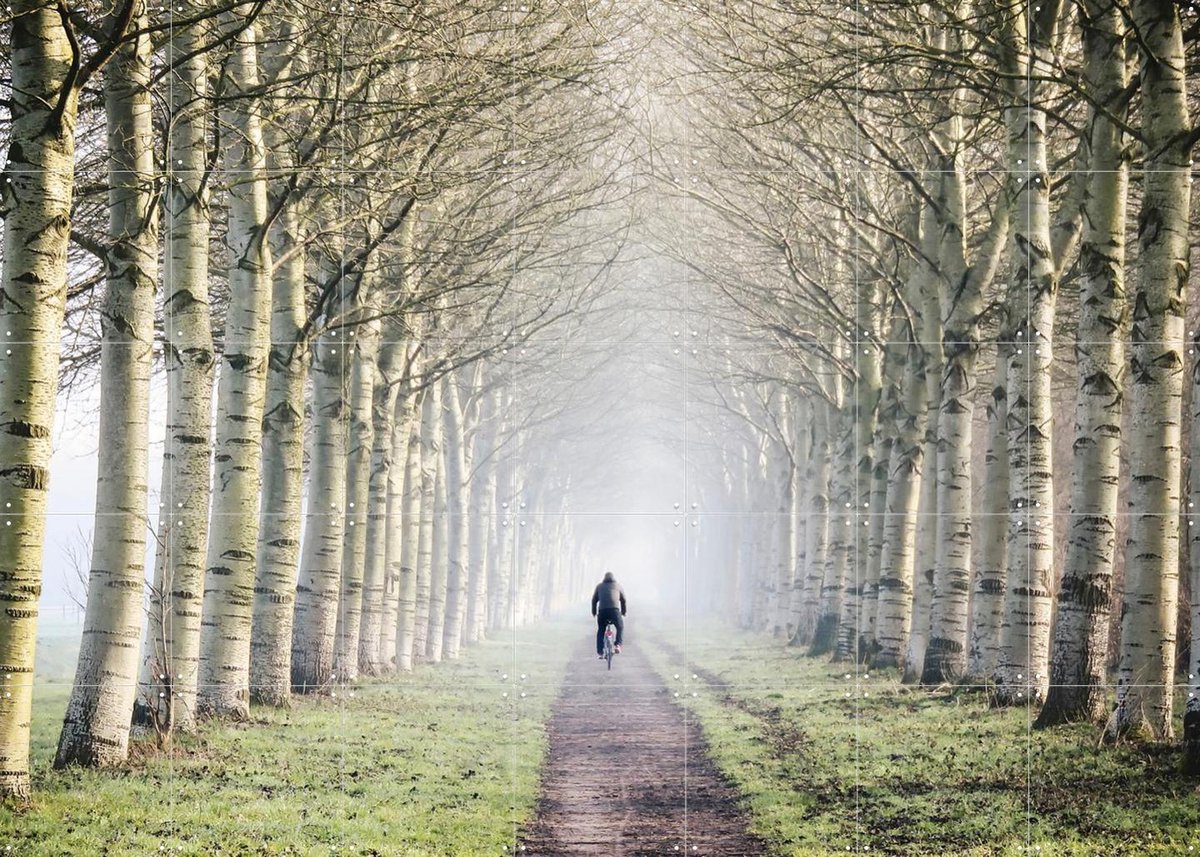 IXXI One Man Two Wheels, Claire Droppert - 140 x 100 cm - Gratis ophangtool - Grote wanddecoratie en posters - Fotografie, Naturalisme, Realisme