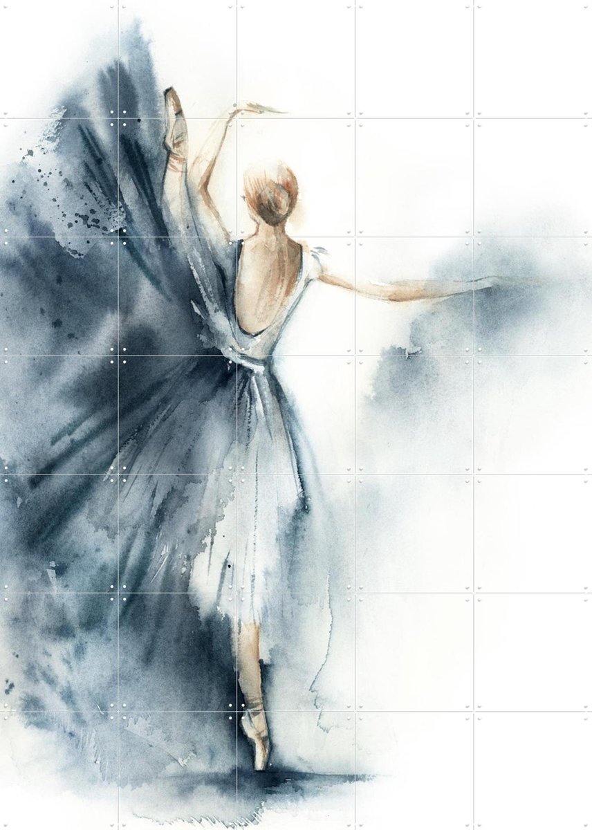 IXXI Ballerina Blue 2, Canot Stop Painting - 100 x 140 cm - Gratis ophangtool - Grote wanddecoratie en posters - Illustraties, Aquarel, Slaapkamer