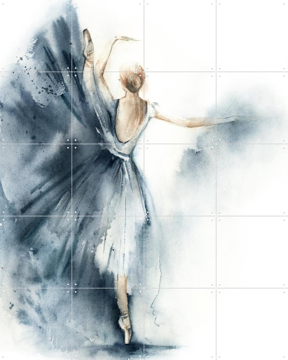 IXXI Ballerina Blue 2, Canot Stop Painting - 80 x 100 cm - Gratis ophangtool - Grote wanddecoratie en posters - Illustraties, Aquarel, Slaapkamer