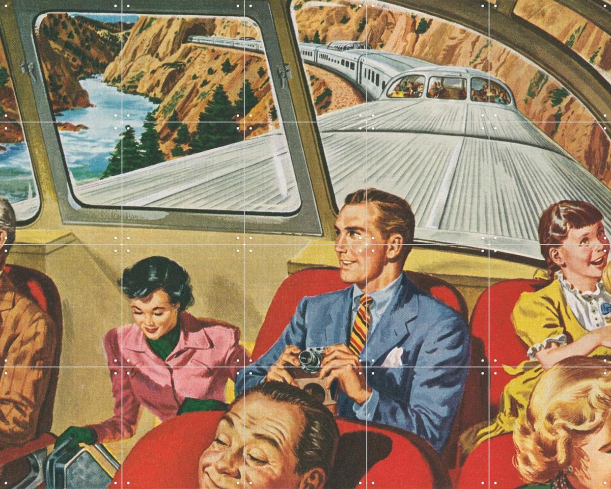 IXXI Futuristic Trip, Bridgeman Images - 100 x 80 cm - Gratis ophangtool - Grote wanddecoratie en posters - Illustraties, Kleurrijk, Retro, Vintage