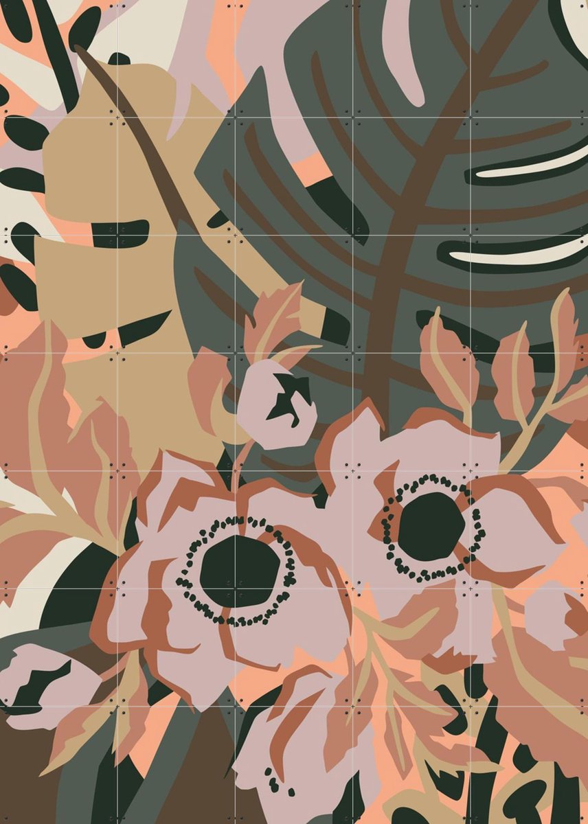 IXXI Anemone, Megan Gallagher - 100 x 140 cm - Gratis ophangtool - Grote wanddecoratie en posters - Illustraties, Digitale Kunst, Abstract, Woonkamer