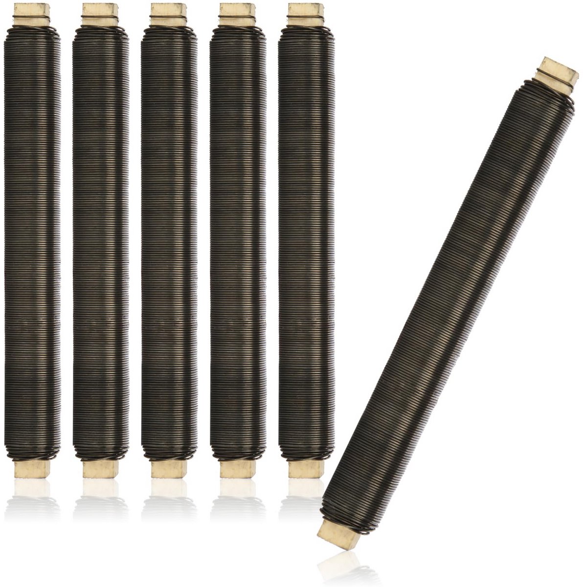 6x Bloemendraad Set Gekloeid Binddraad op Houten Stokje 0,65 mm 600g Zwart
