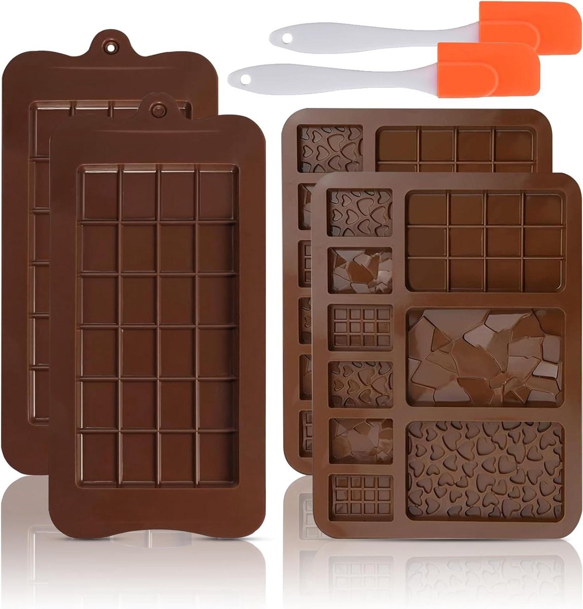 Allecto Plus - Siliconen chocoladevorm set met spatels voor wafels, snoep en gelei