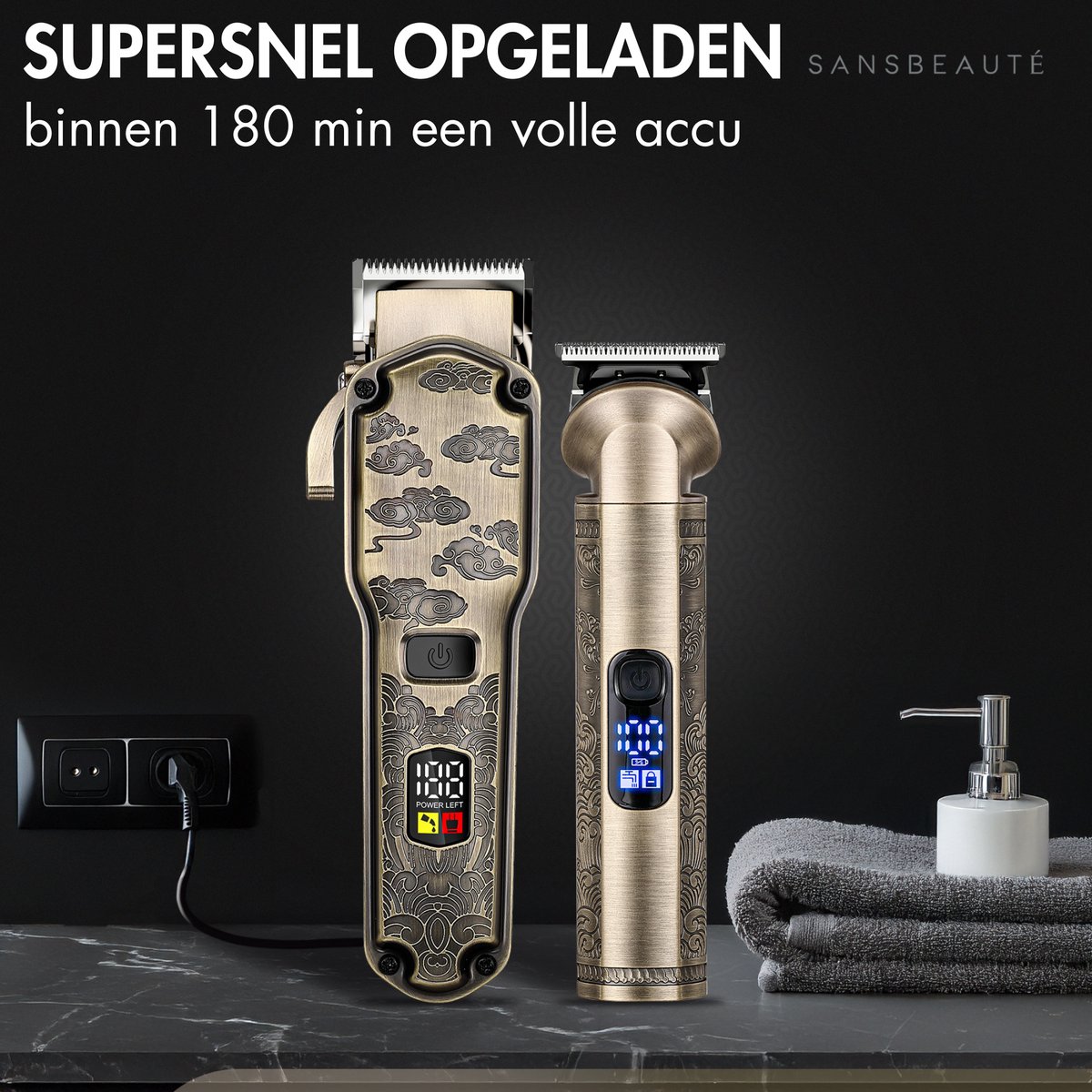 Professionele Draadloze 5-in-1 Tondeuse - Sansbeauté - Tondeuse Mannen Hoofdhaar - Cheveux Haar - Haartrimmer - Kapper Haar Machine - Haartondeuse - Trimmer Baard - Barbe Hair Clipper - Kapper Buddha Trimmer - Barber Set - Kappersset thumbnail 6