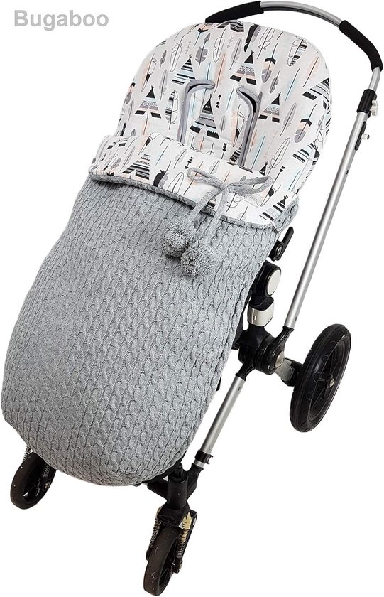 Universele Voetenzak en Maxi Tas Set voor Kinderwagen en Wandelwagen - Warm Lamswol Gebreid van Universele — afbeelding 4