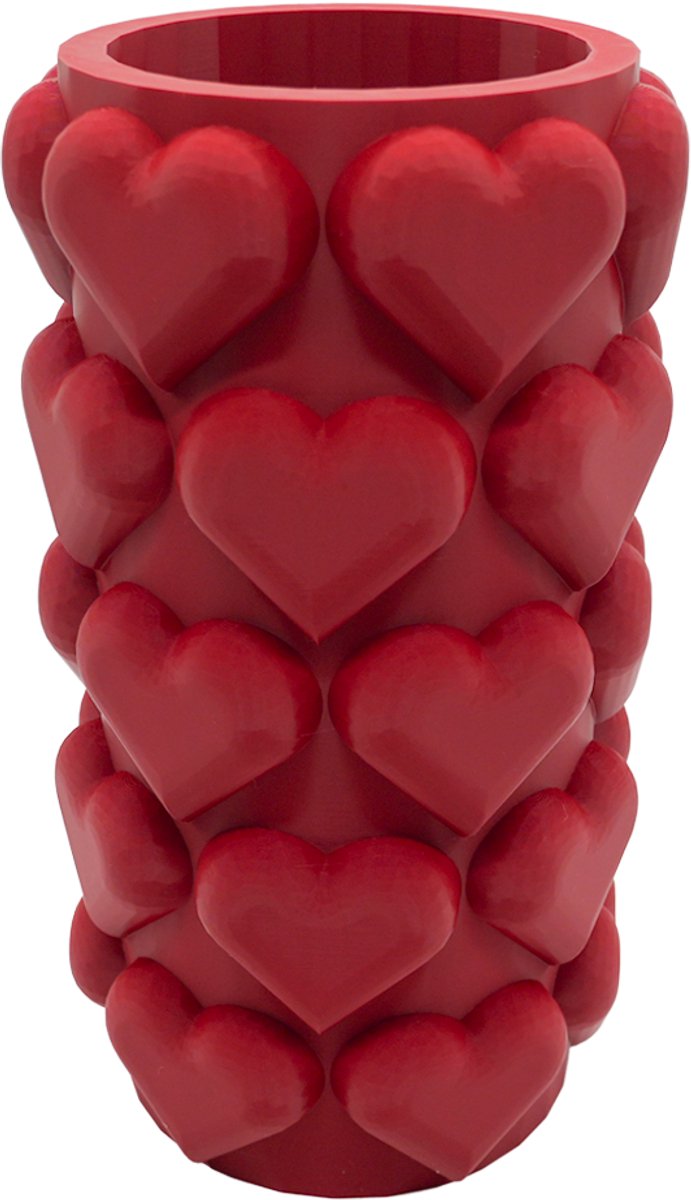 Lovora Luvé moderne vaas – Decoratieve vaas - Donker Rood - 3d geprinte vaas – geschikt voor droogbloemen - 30CM