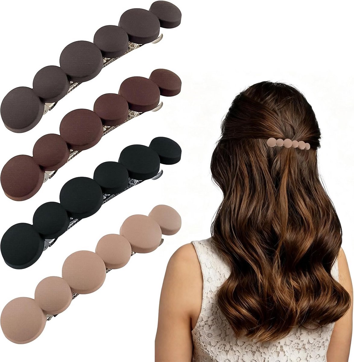 Set van 4 Elegante Haarspelden voor Fijn Haar - Frans Model & Libel Decoratie