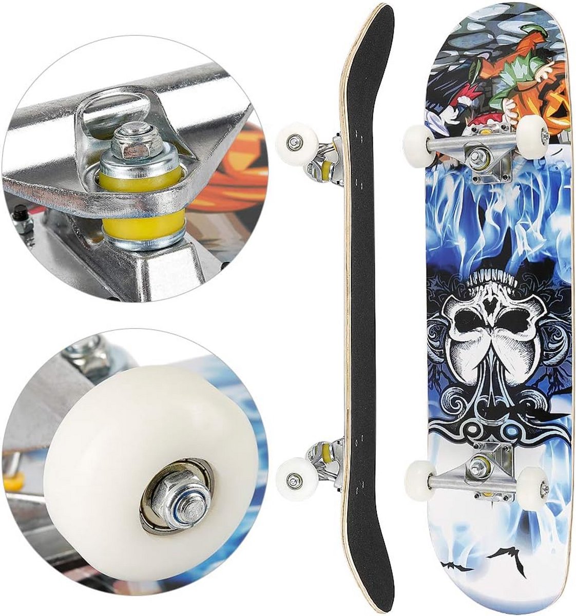 Complete Skateboard voor Beginners en Gevorderden 7 Lagen Hout Dubbel Kick Concave Deck