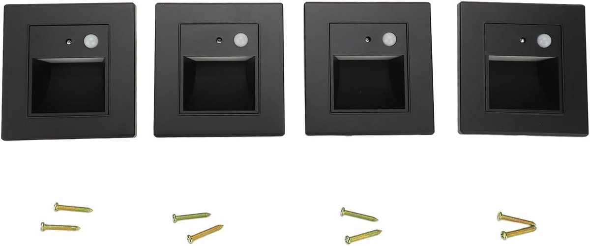 Set van 4 Inbouw Traplampen met Bewegingssensor en Warm Wit Licht