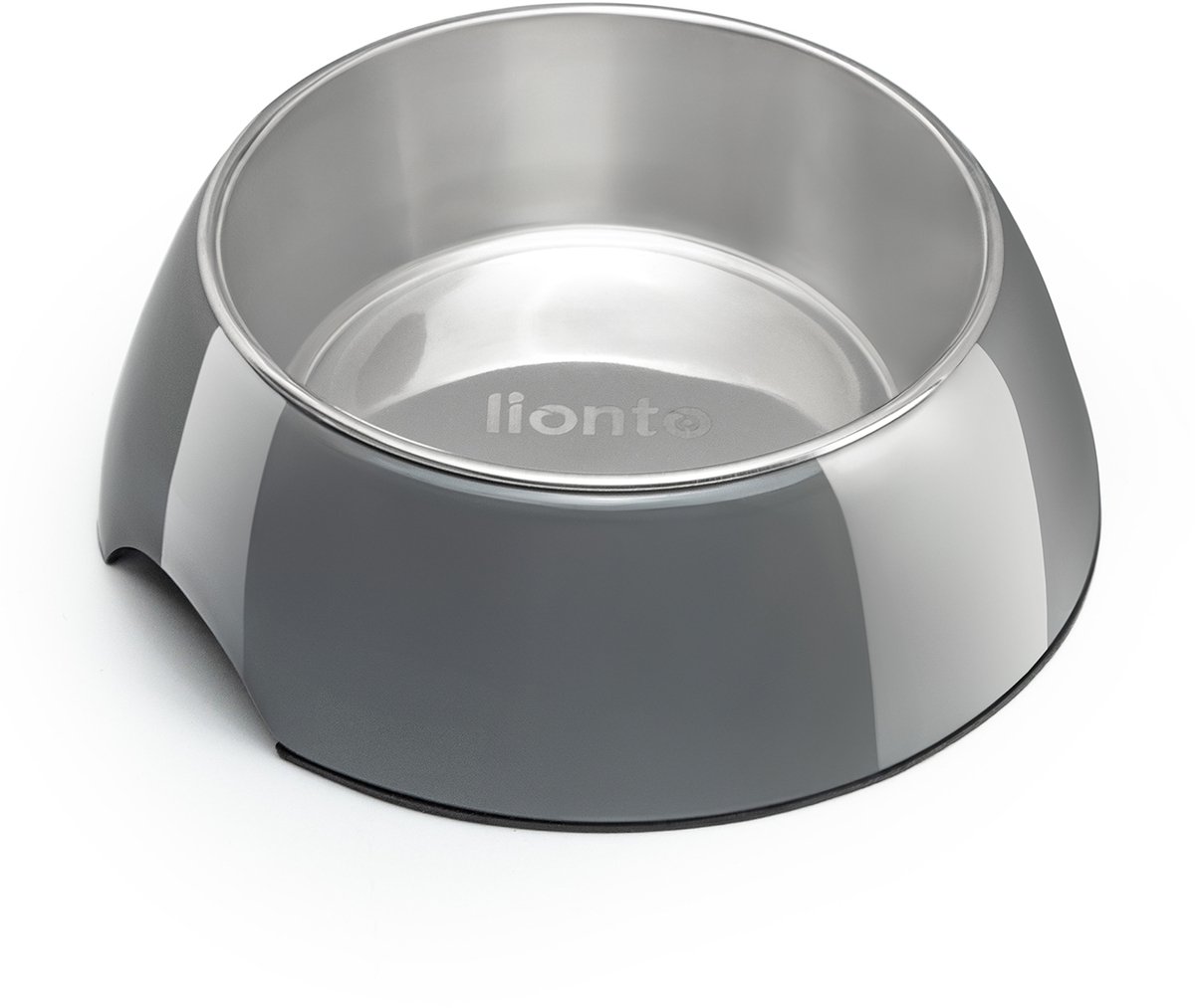 lionto hondenvoerbak, RVS inzet, antislip & melamine behuizing 210 ml grijs