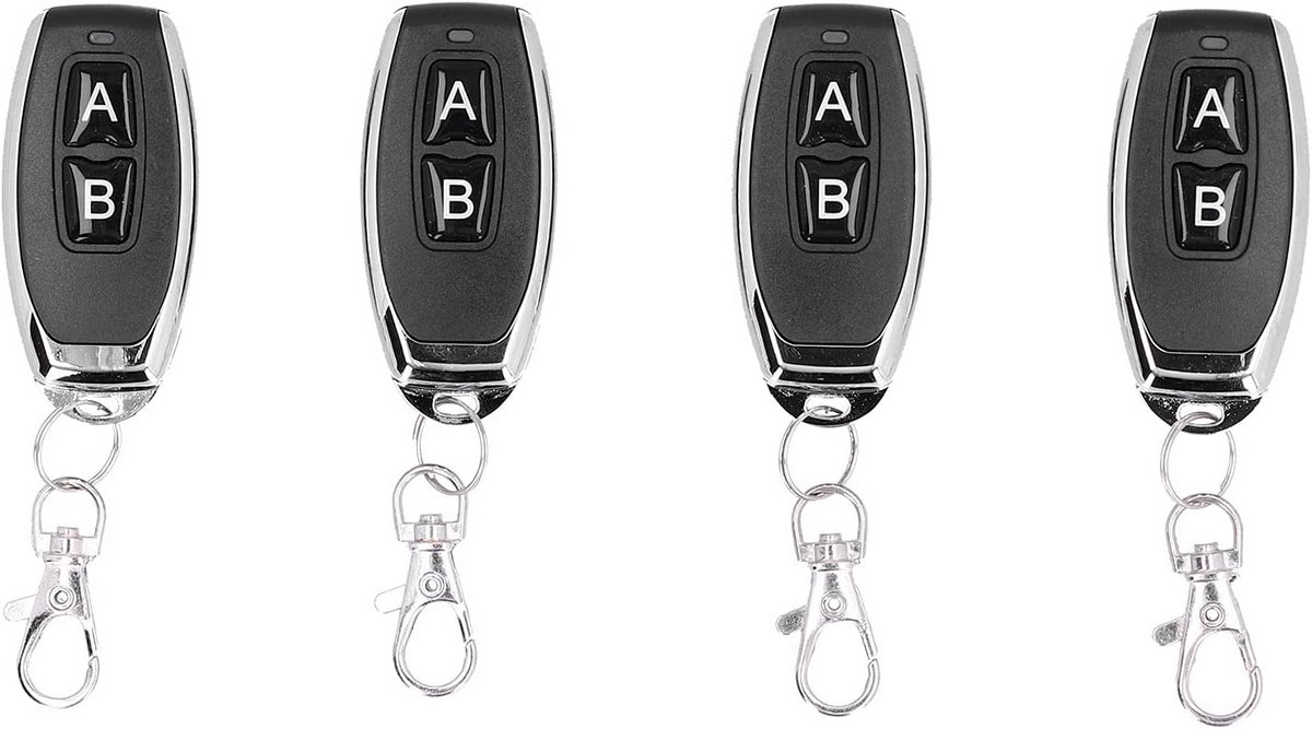 Universele 4-Pack Keyless Entry Afstandsbediening Zwart - 433MHz voor Garagedeur en Poorten